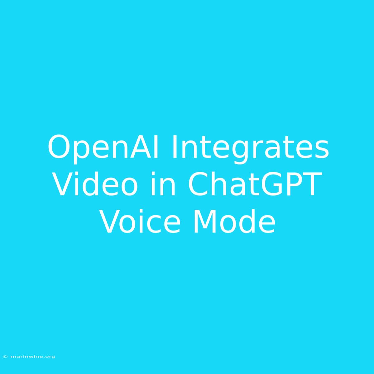 OpenAI Integrates Video In ChatGPT Voice Mode