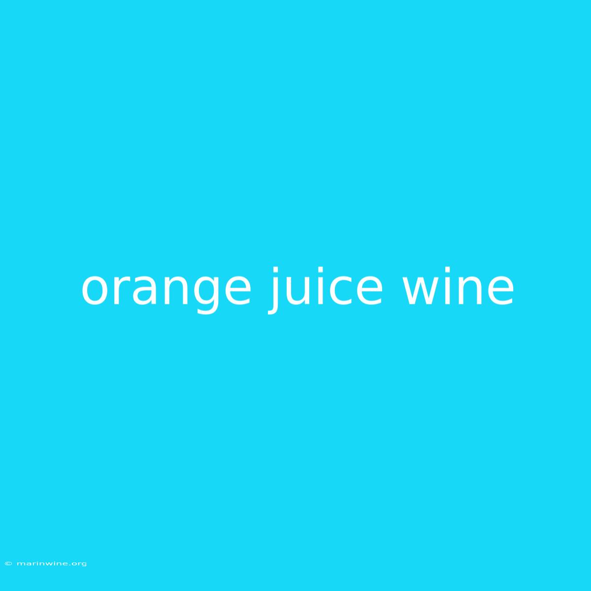 Orange Juice Wine