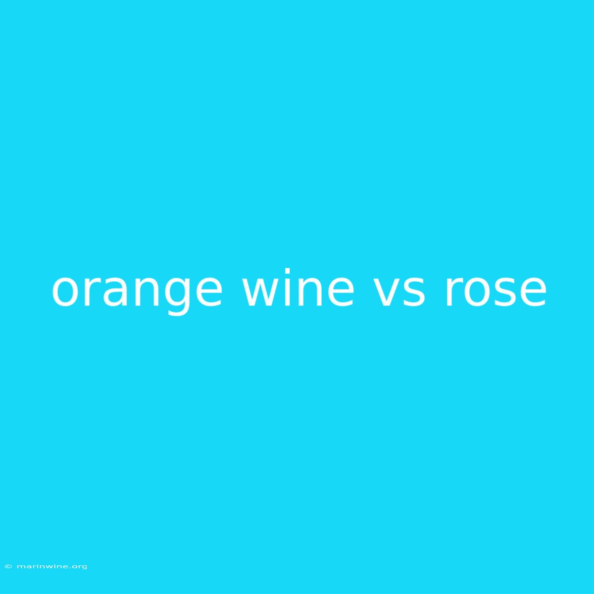 Orange Wine Vs Rose