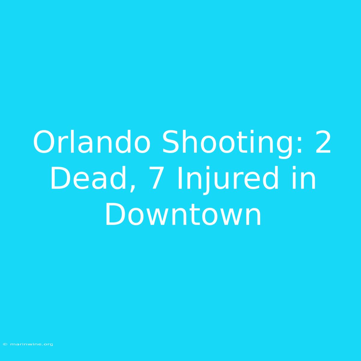 Orlando Shooting: 2 Dead, 7 Injured In Downtown