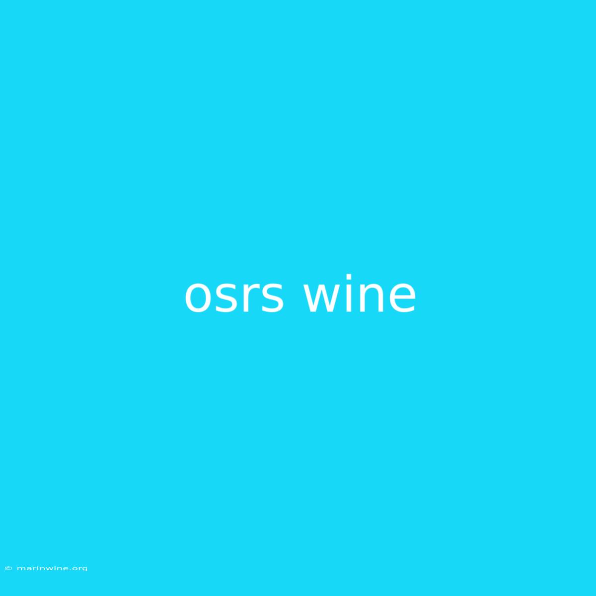 Osrs Wine