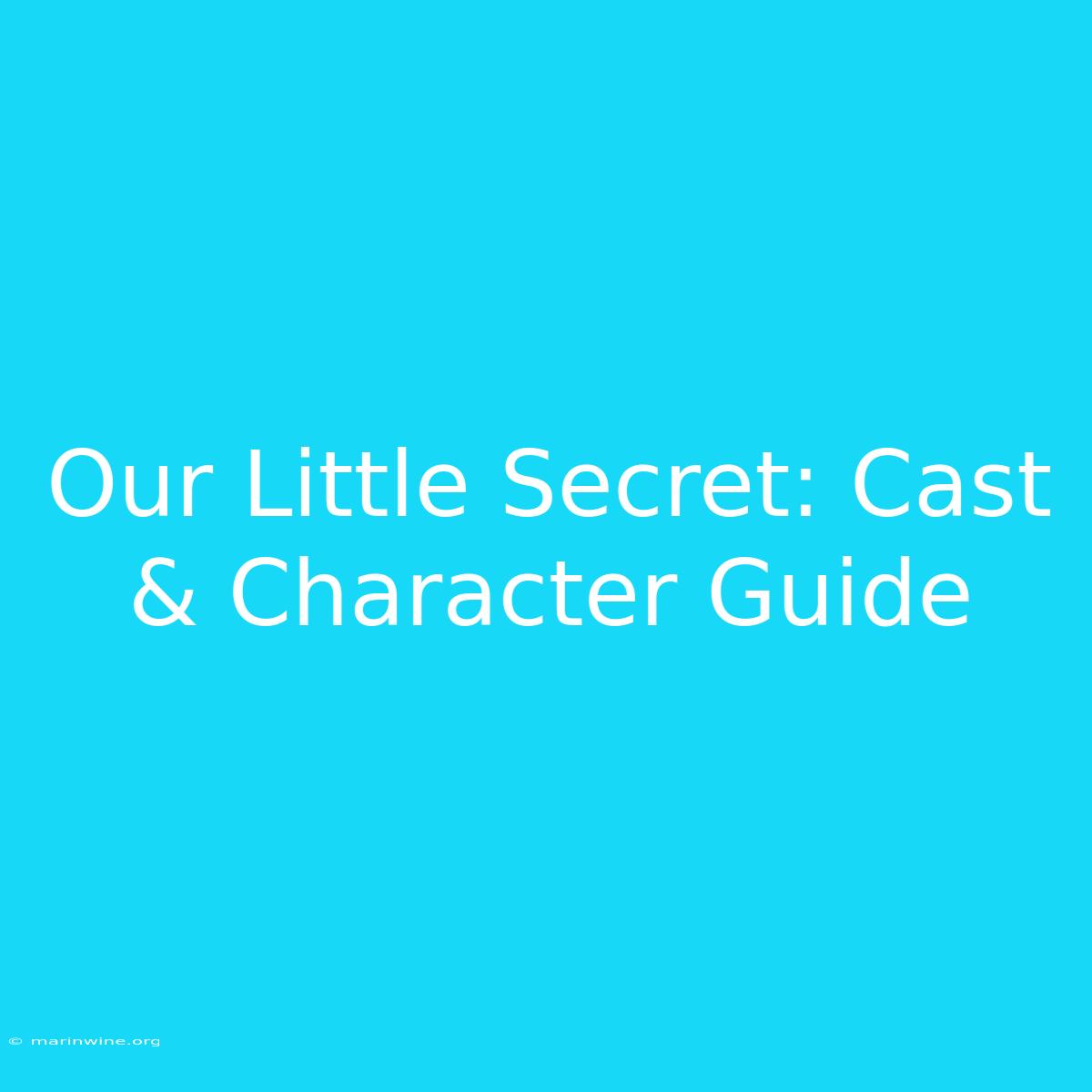 Our Little Secret: Cast & Character Guide