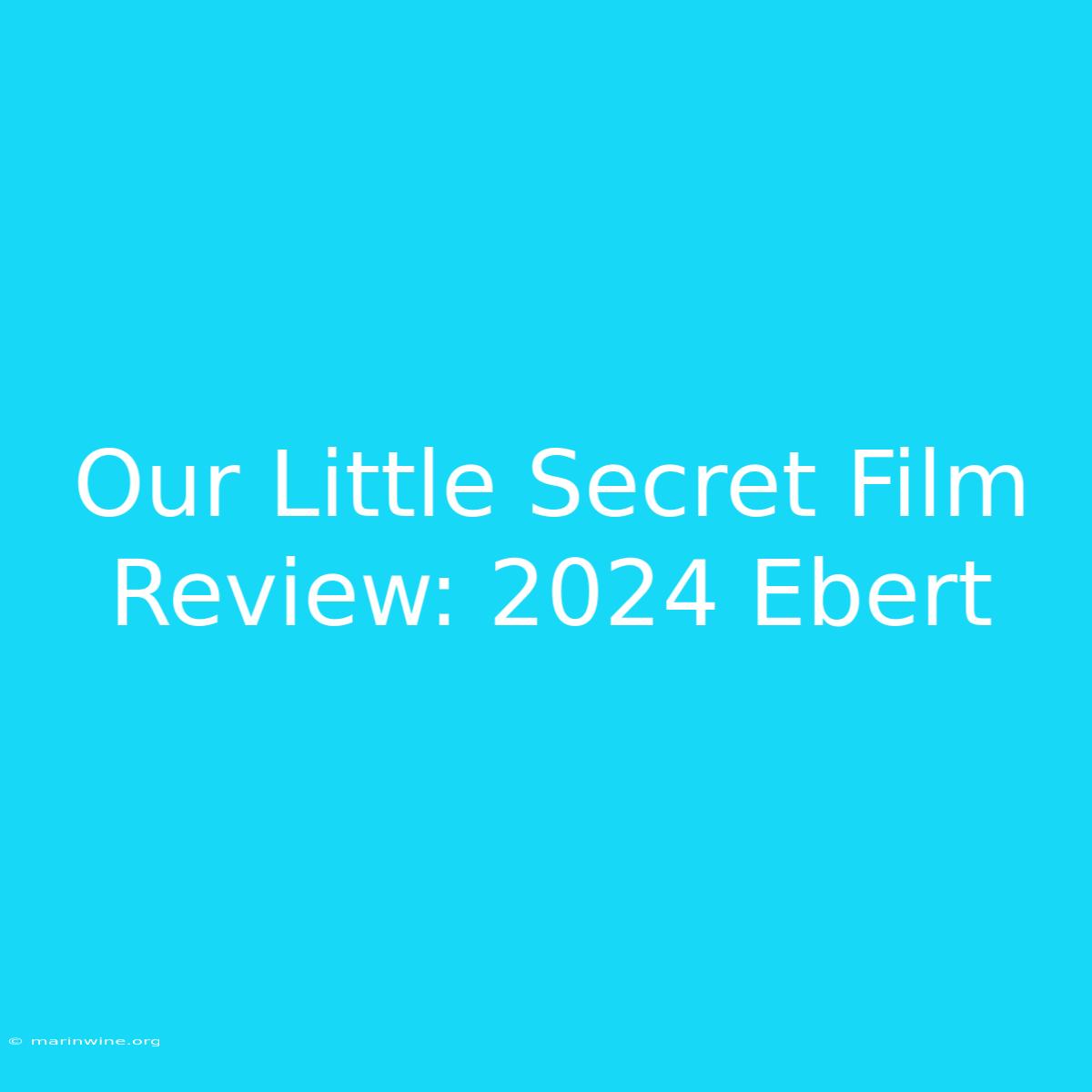 Our Little Secret Film Review: 2024 Ebert