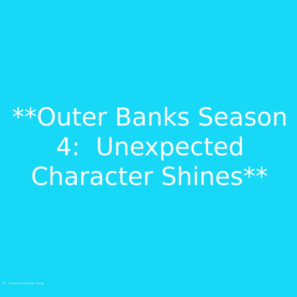 **Outer Banks Season 4:  Unexpected Character Shines**