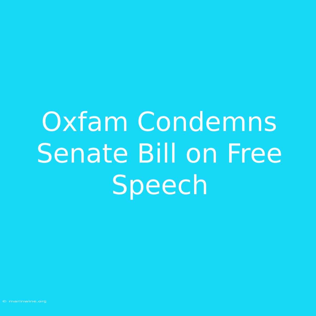 Oxfam Condemns Senate Bill On Free Speech