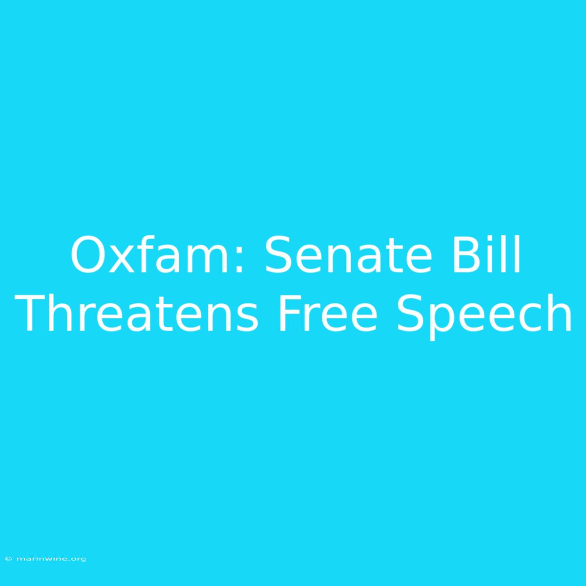 Oxfam: Senate Bill Threatens Free Speech