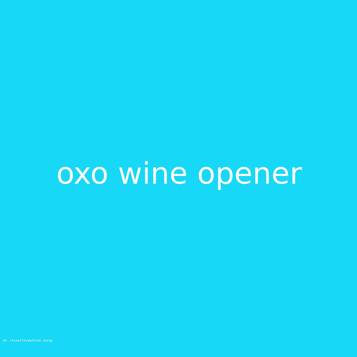 Oxo Wine Opener