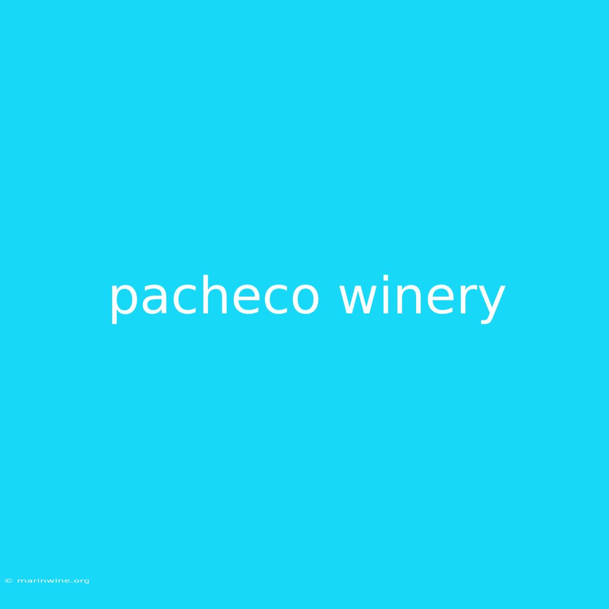 Pacheco Winery