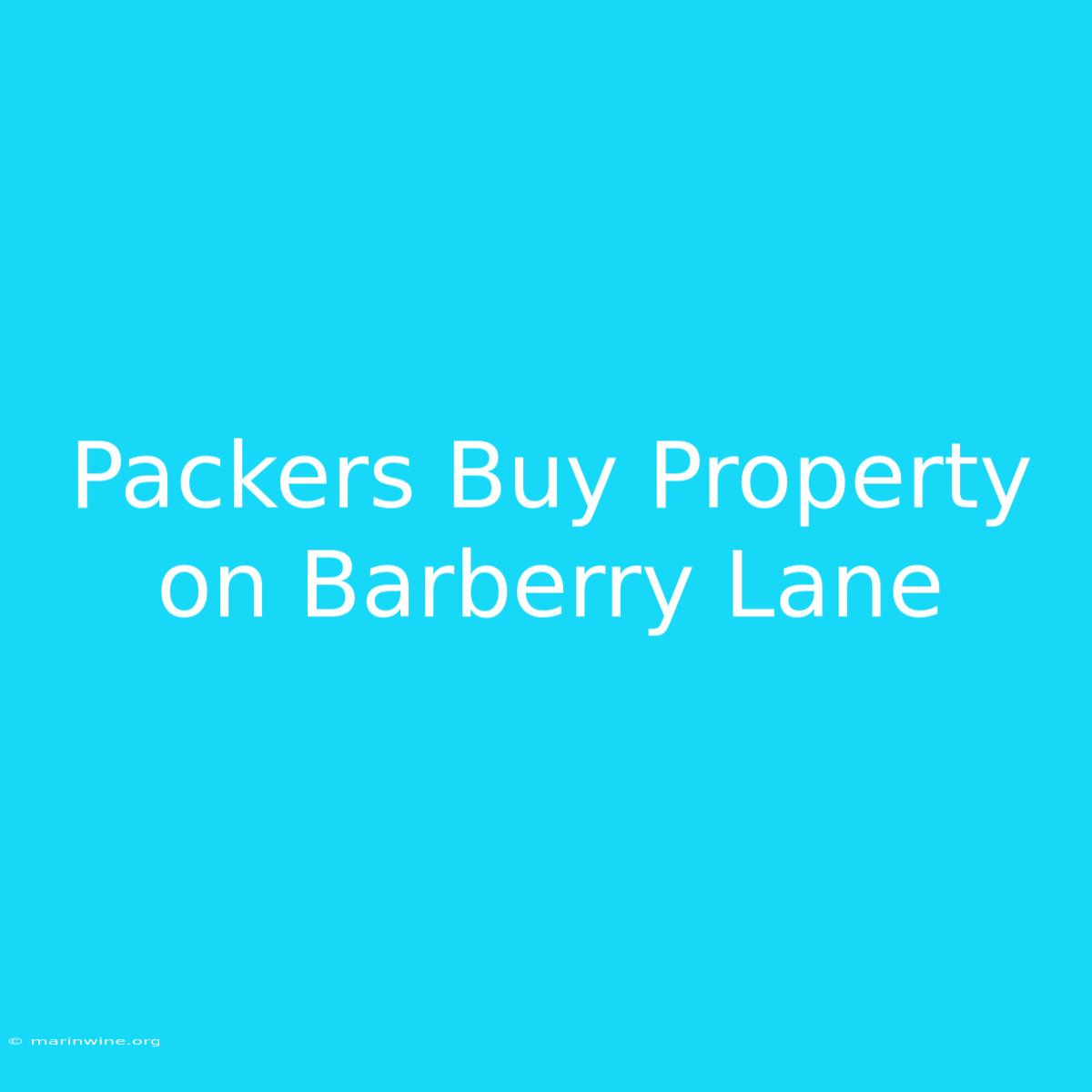 Packers Buy Property On Barberry Lane 