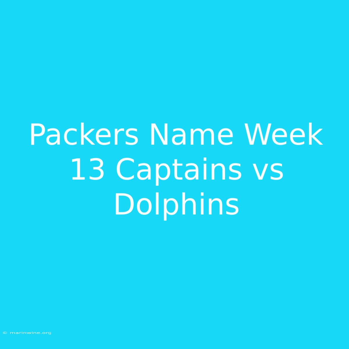 Packers Name Week 13 Captains Vs Dolphins