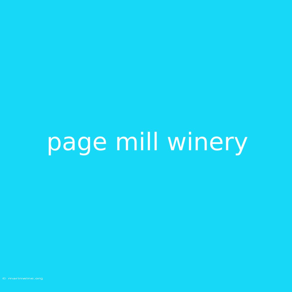 Page Mill Winery