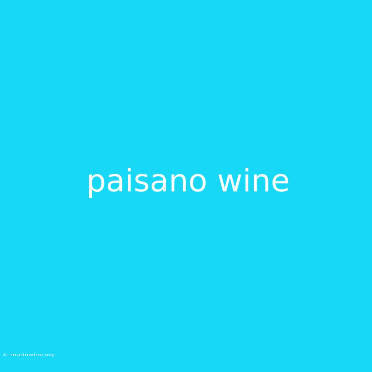 Paisano Wine