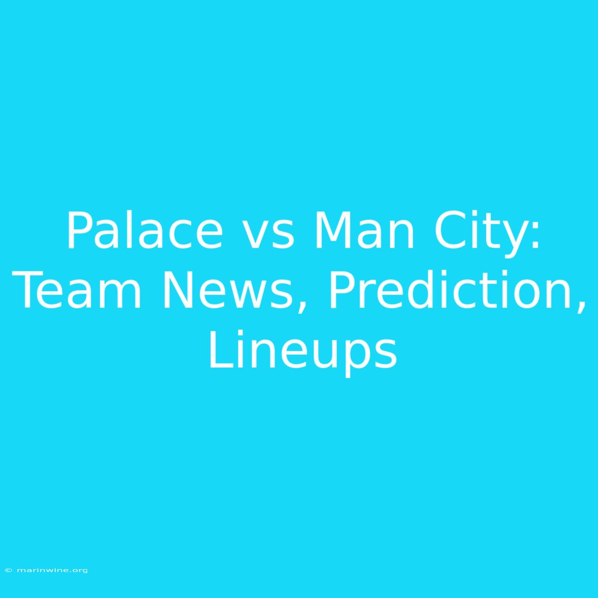 Palace Vs Man City: Team News, Prediction, Lineups