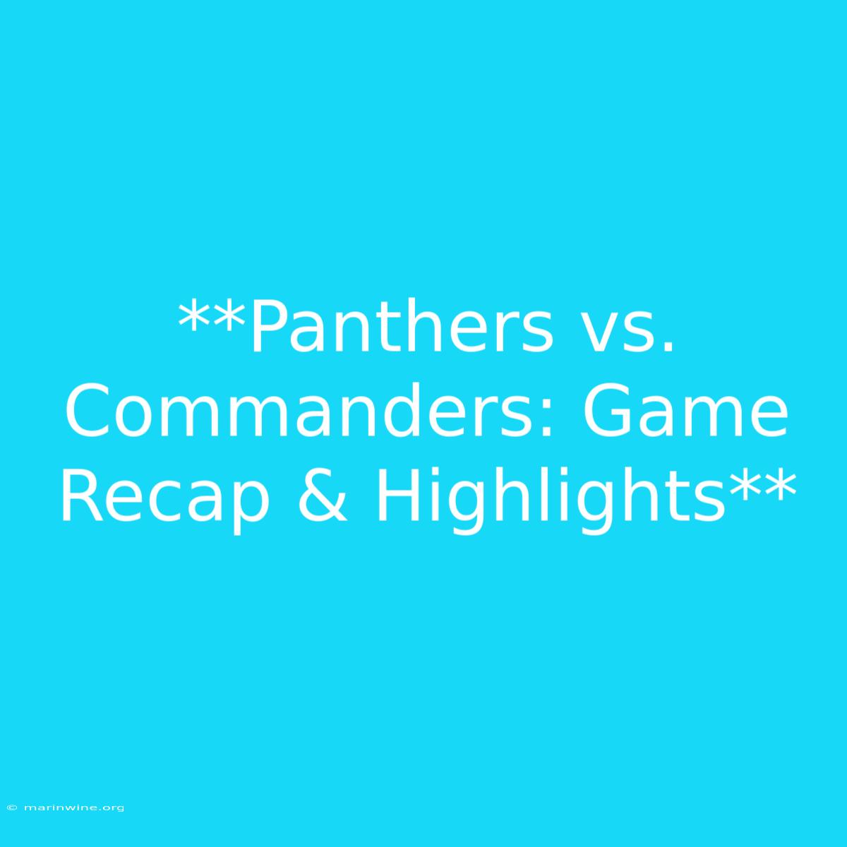 **Panthers Vs. Commanders: Game Recap & Highlights**