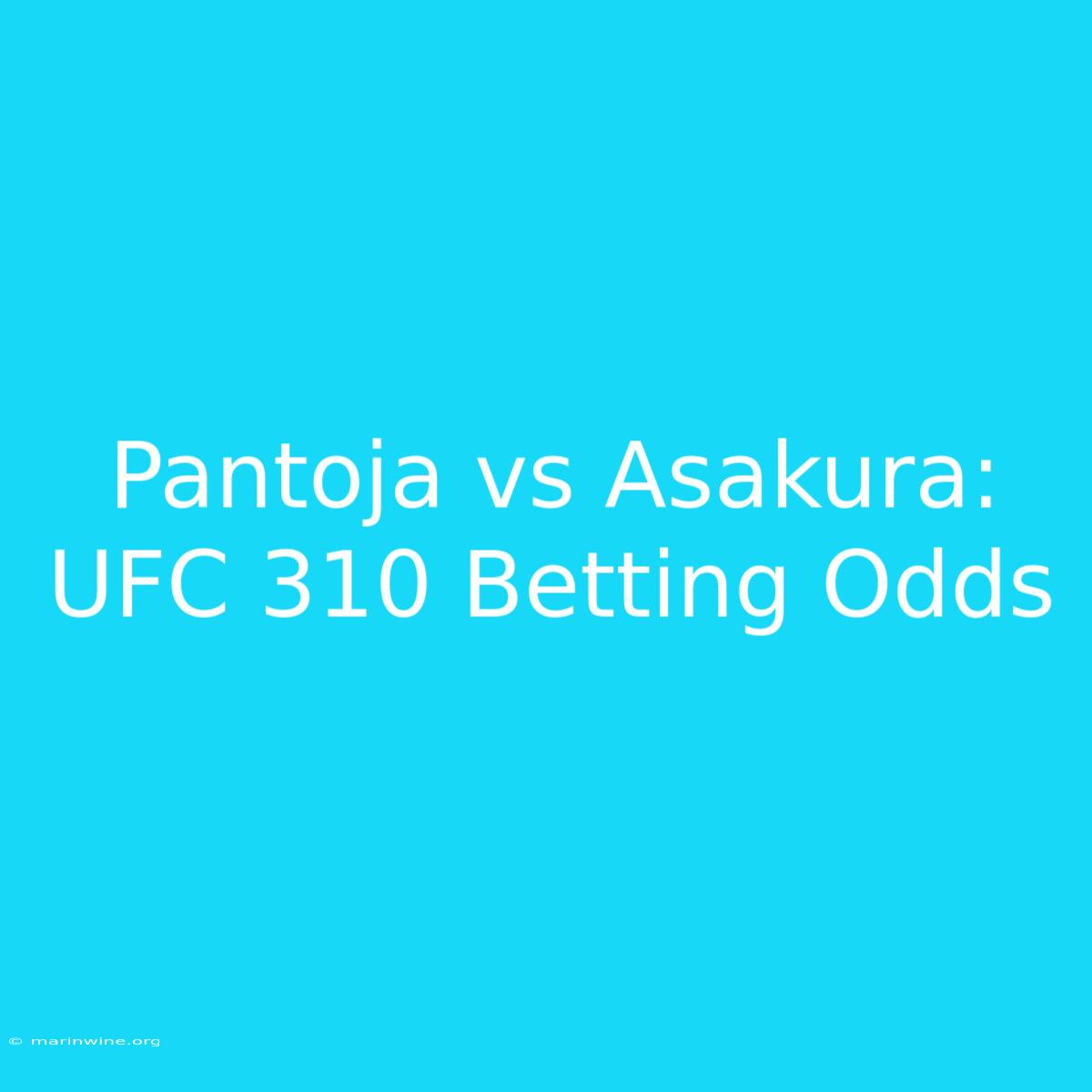 Pantoja Vs Asakura: UFC 310 Betting Odds