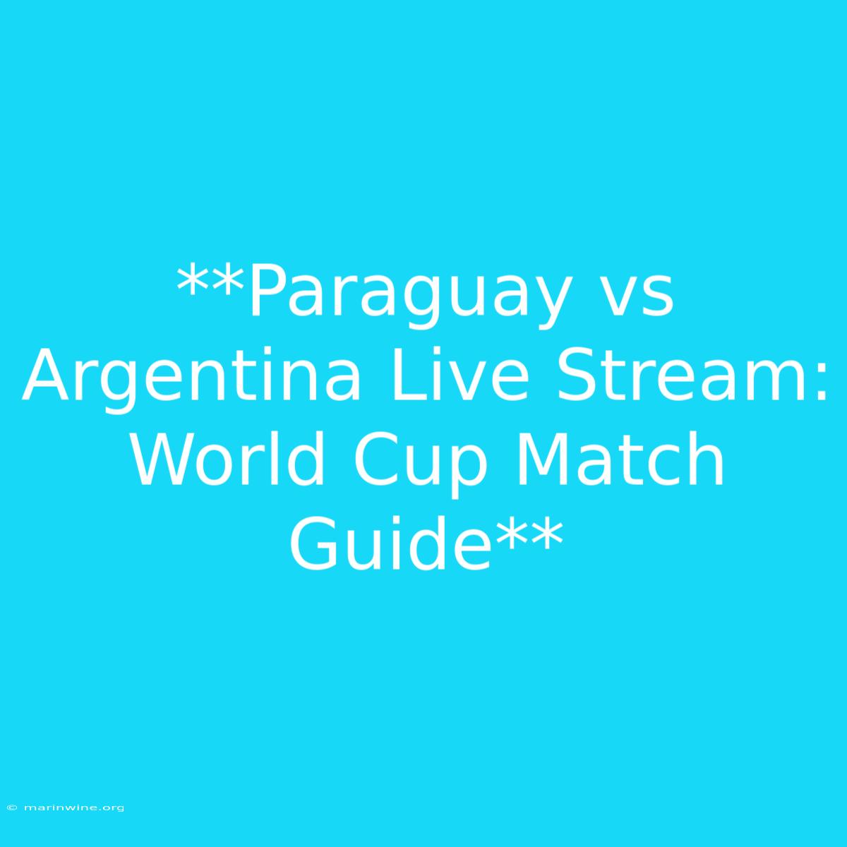 **Paraguay Vs Argentina Live Stream: World Cup Match Guide**