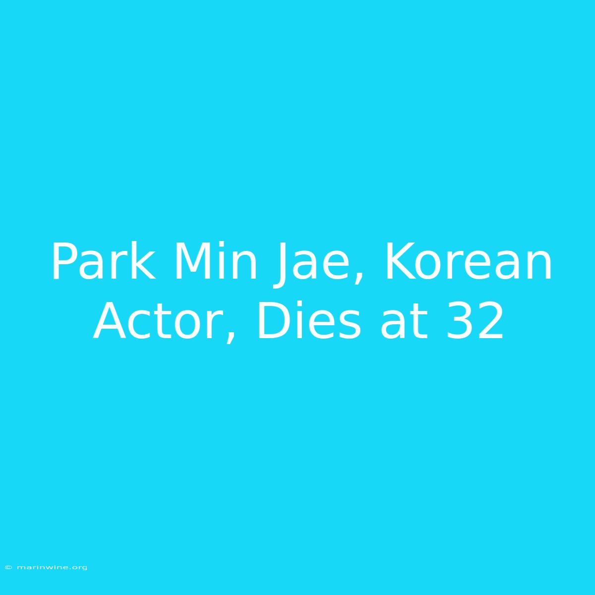 Park Min Jae, Korean Actor, Dies At 32