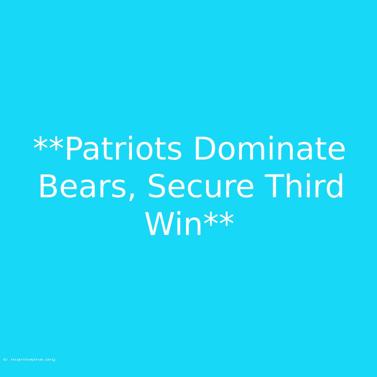 **Patriots Dominate Bears, Secure Third Win** 