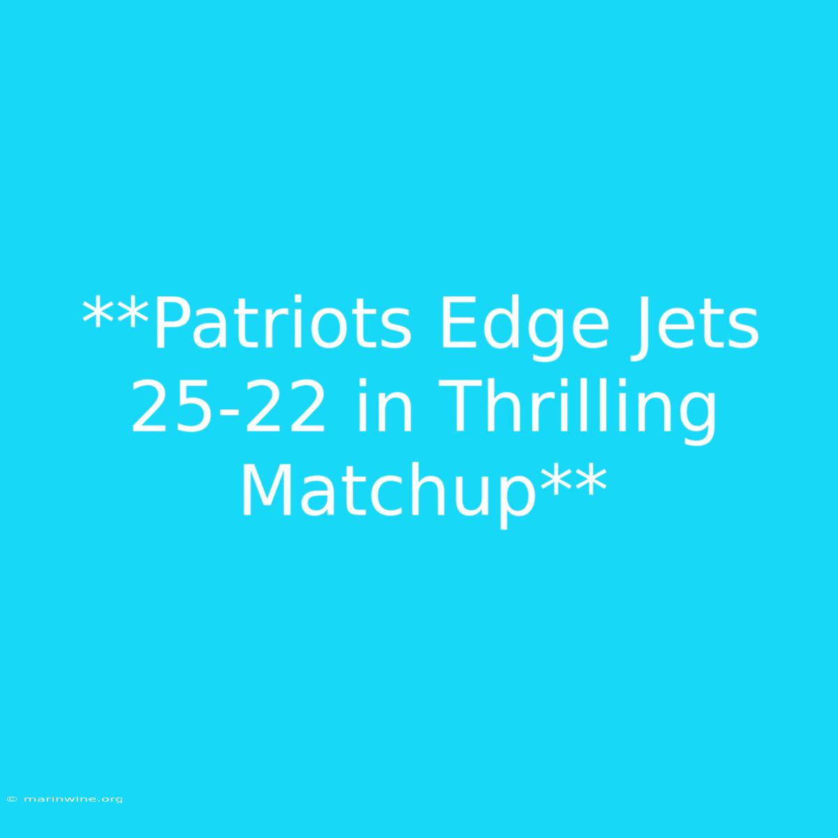 **Patriots Edge Jets 25-22 In Thrilling Matchup**