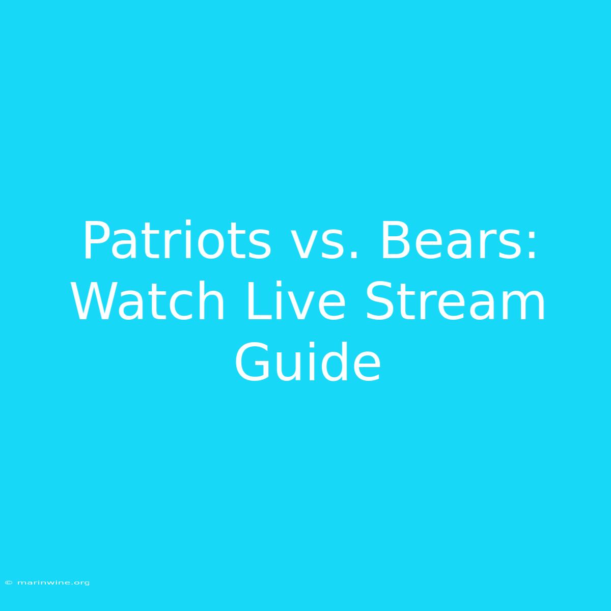 Patriots Vs. Bears: Watch Live Stream Guide