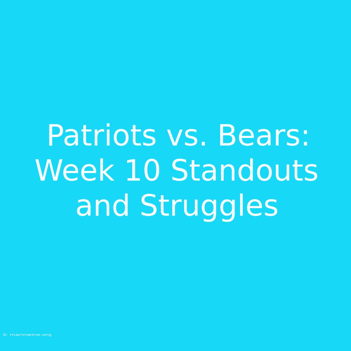 Patriots Vs. Bears: Week 10 Standouts And Struggles