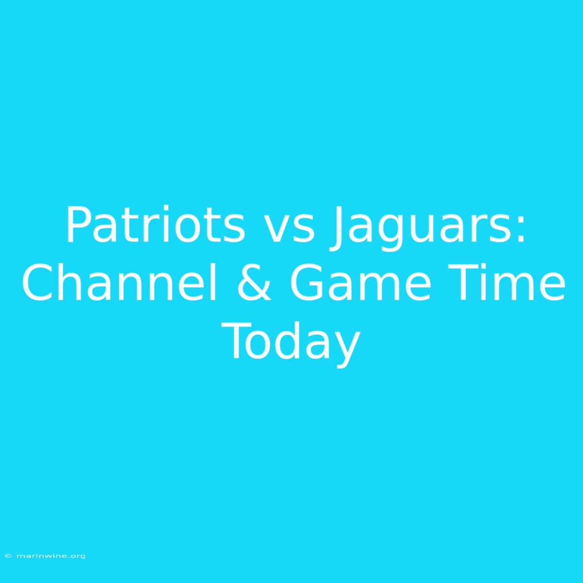 Patriots Vs Jaguars: Channel & Game Time Today