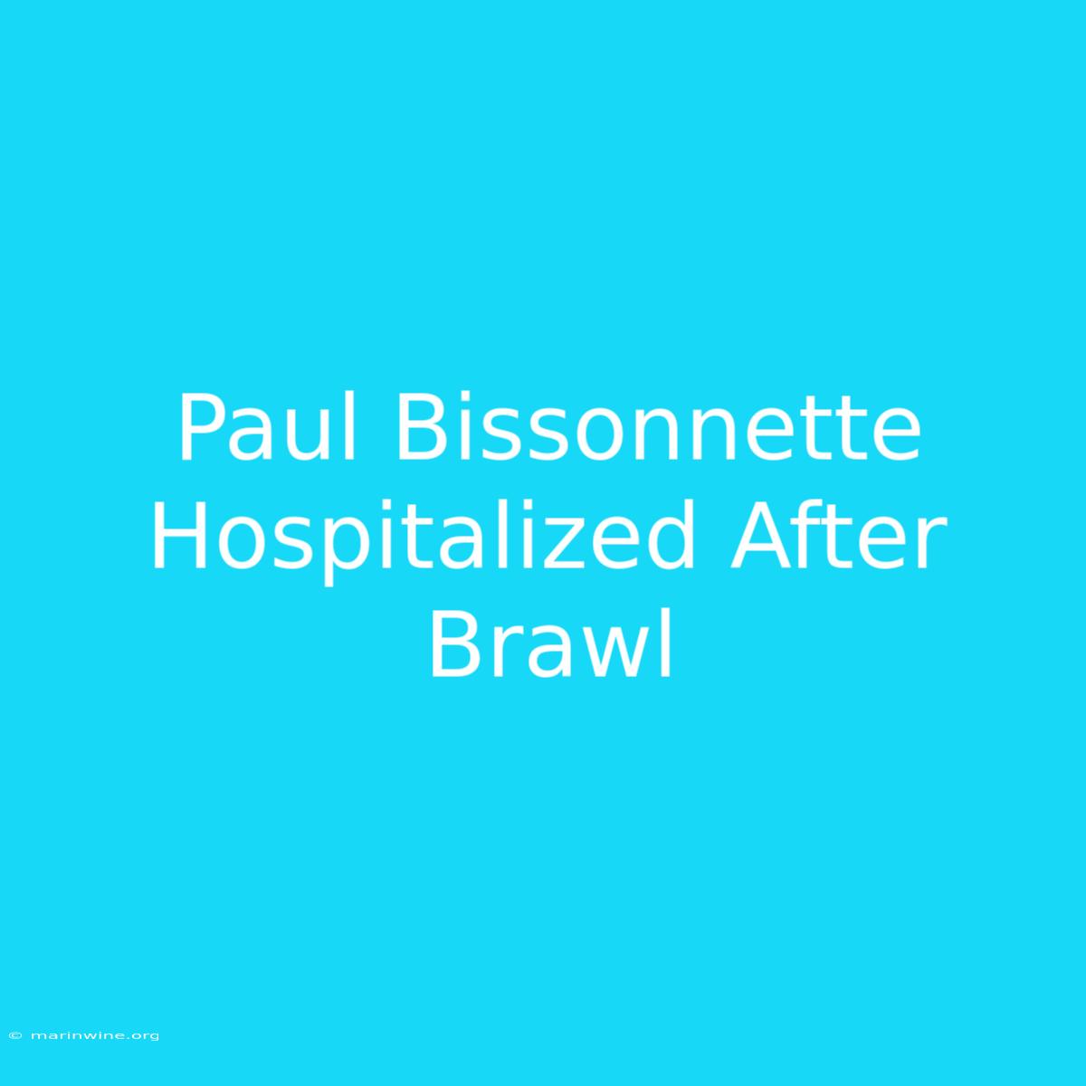 Paul Bissonnette Hospitalized After Brawl