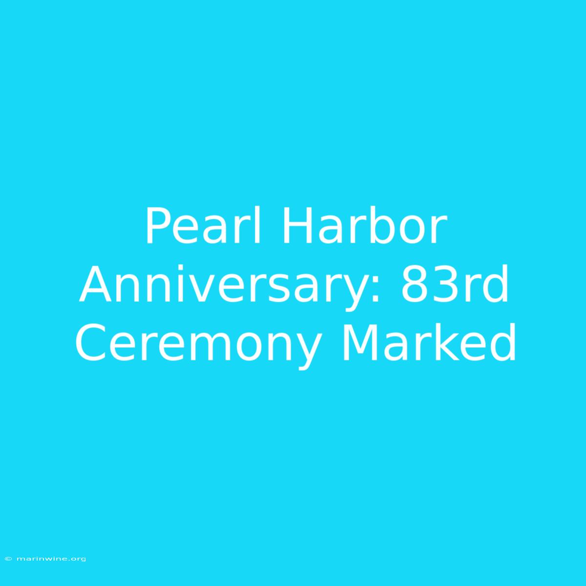 Pearl Harbor Anniversary: 83rd Ceremony Marked