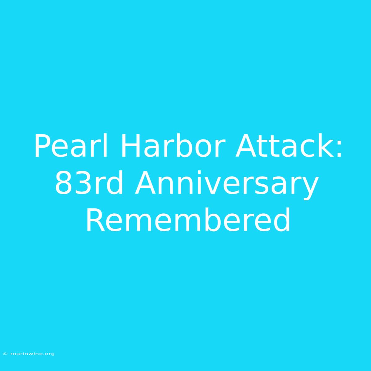 Pearl Harbor Attack: 83rd Anniversary Remembered