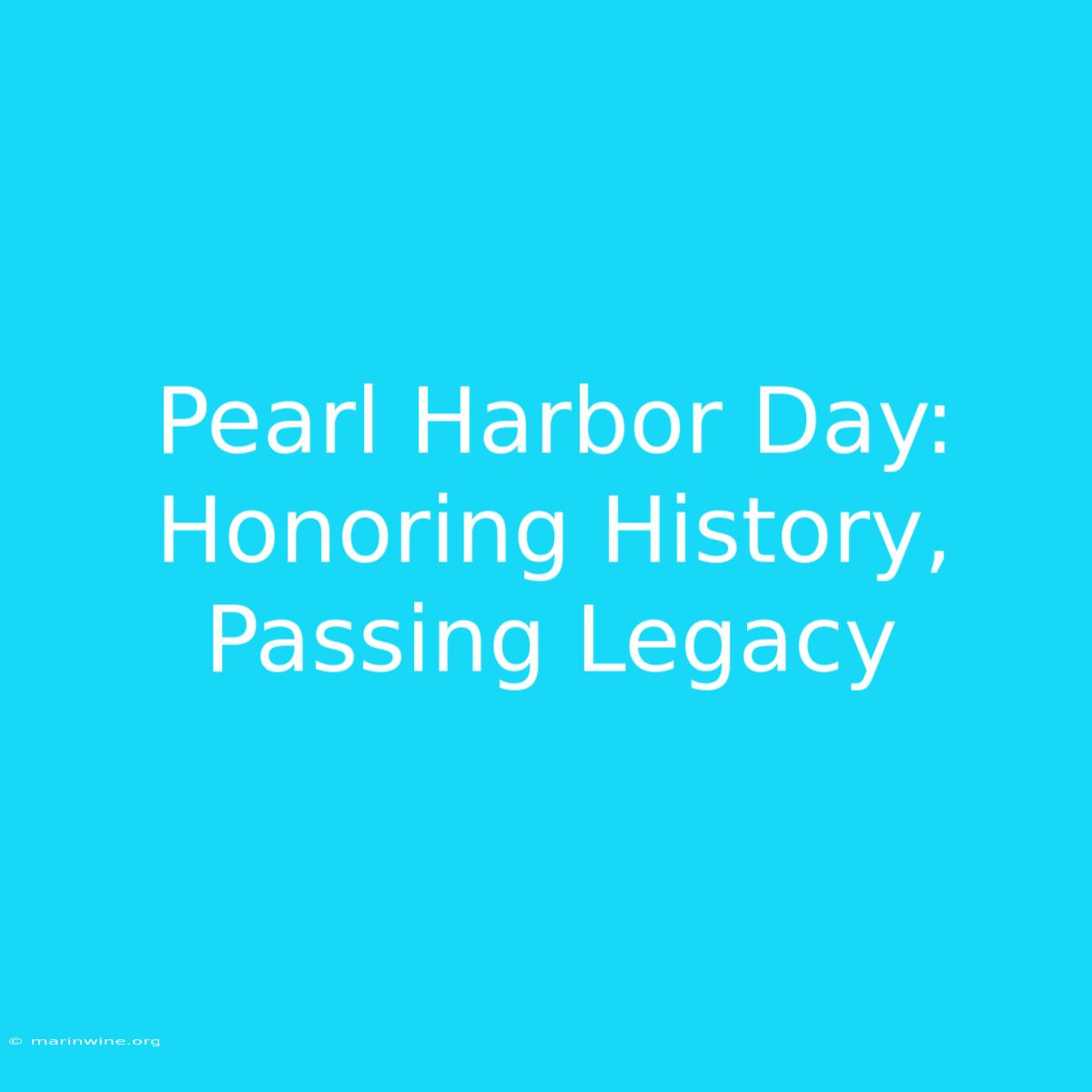 Pearl Harbor Day: Honoring History, Passing Legacy