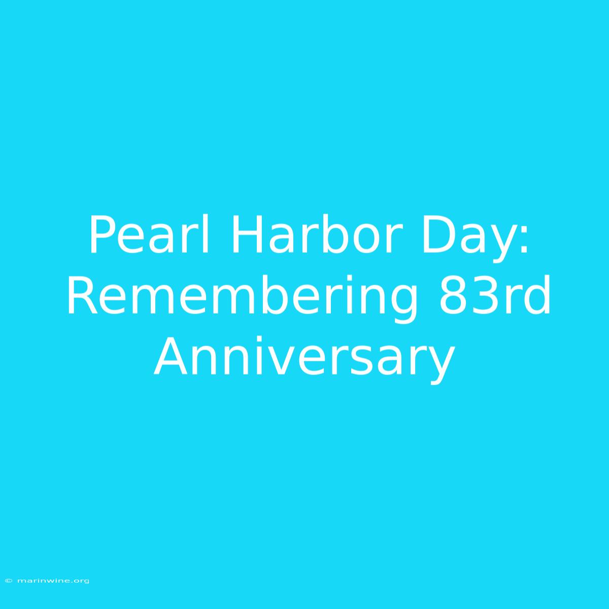 Pearl Harbor Day: Remembering 83rd Anniversary