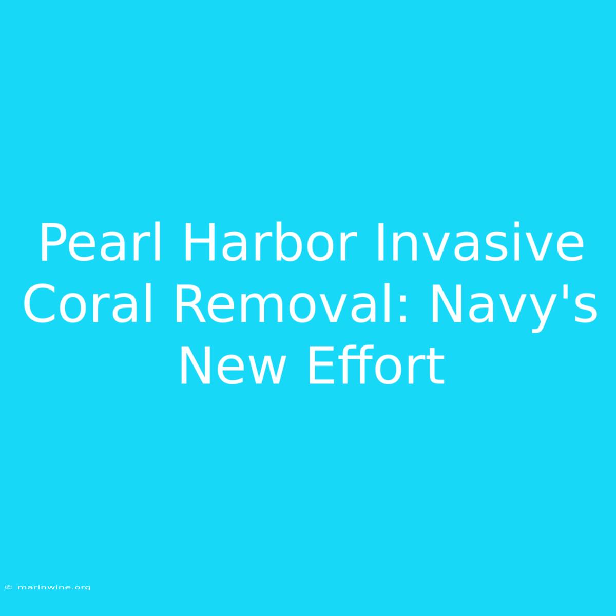 Pearl Harbor Invasive Coral Removal: Navy's New Effort