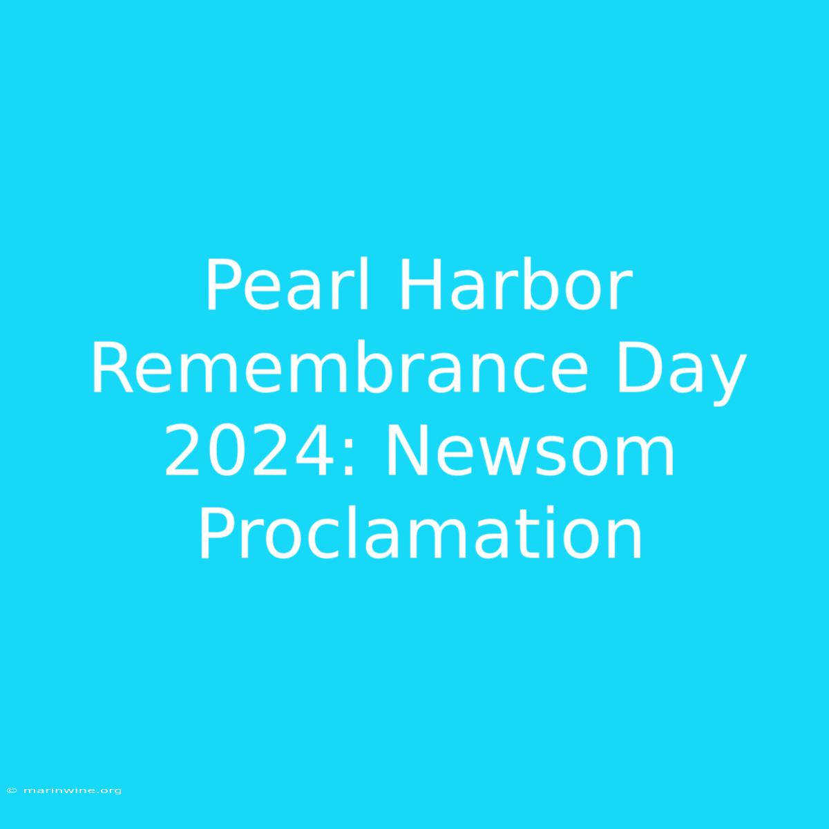 Pearl Harbor Remembrance Day 2024: Newsom Proclamation