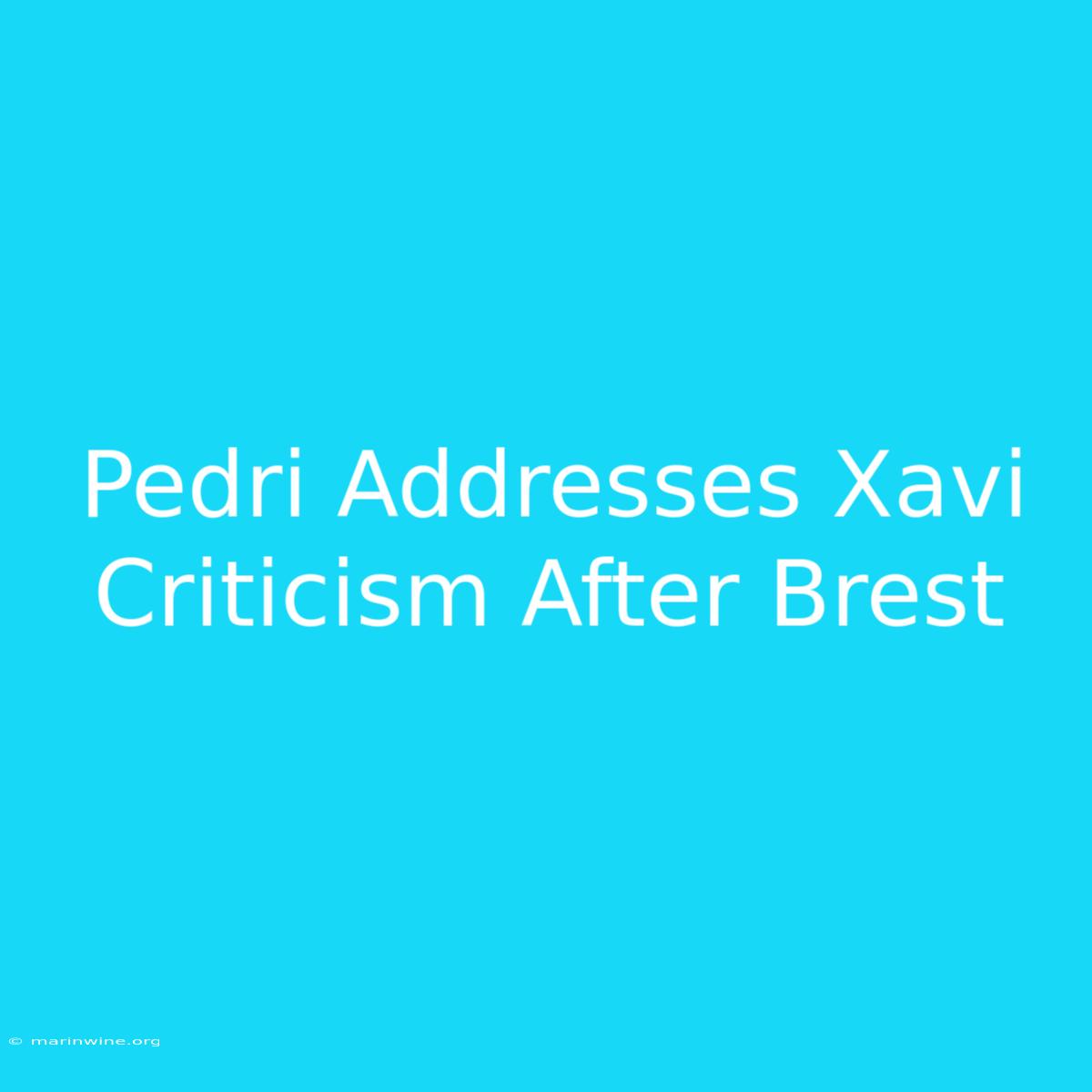 Pedri Addresses Xavi Criticism After Brest