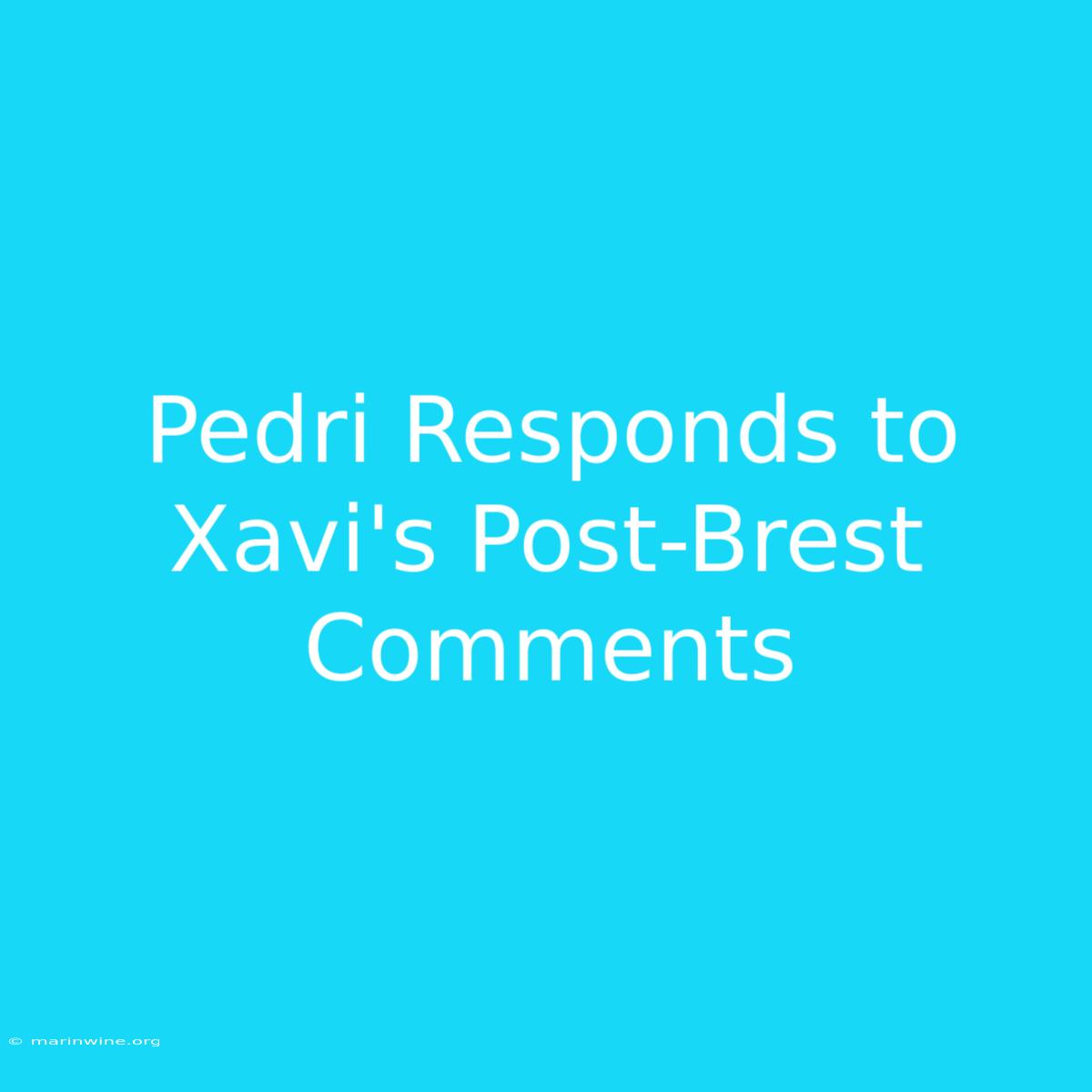 Pedri Responds To Xavi's Post-Brest Comments