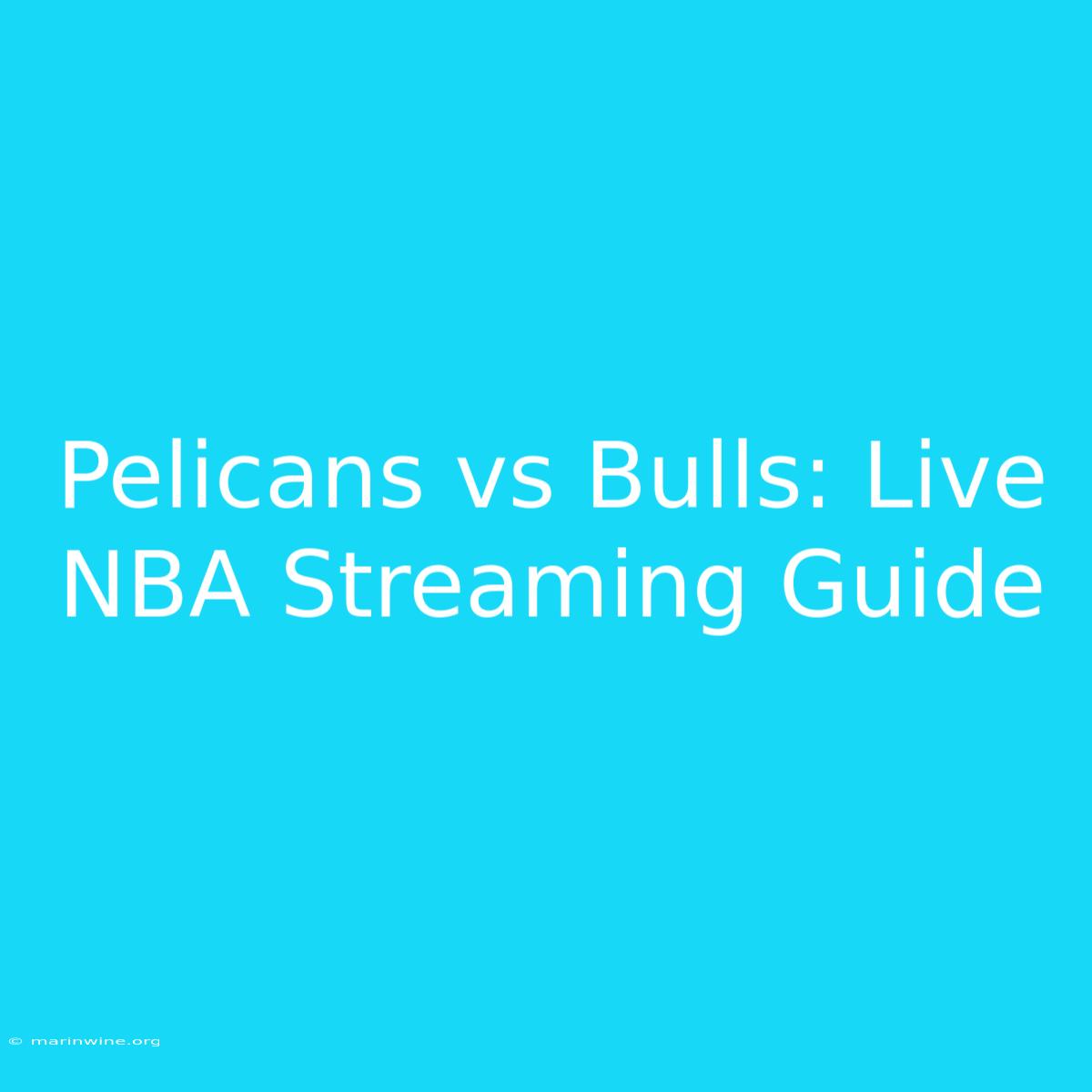 Pelicans Vs Bulls: Live NBA Streaming Guide