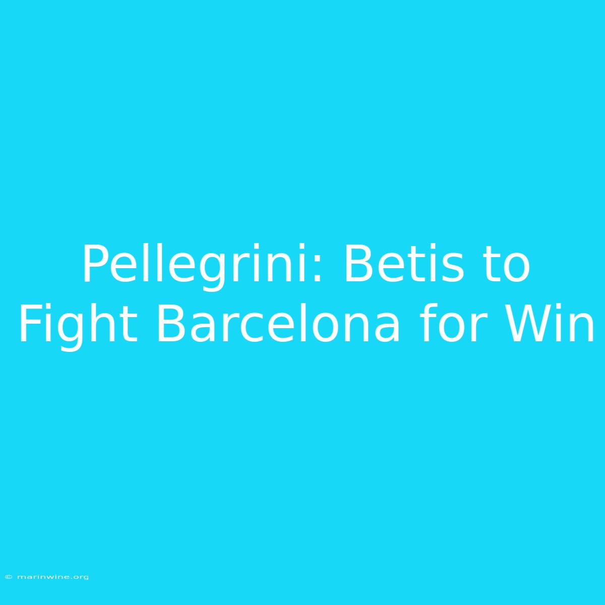 Pellegrini: Betis To Fight Barcelona For Win