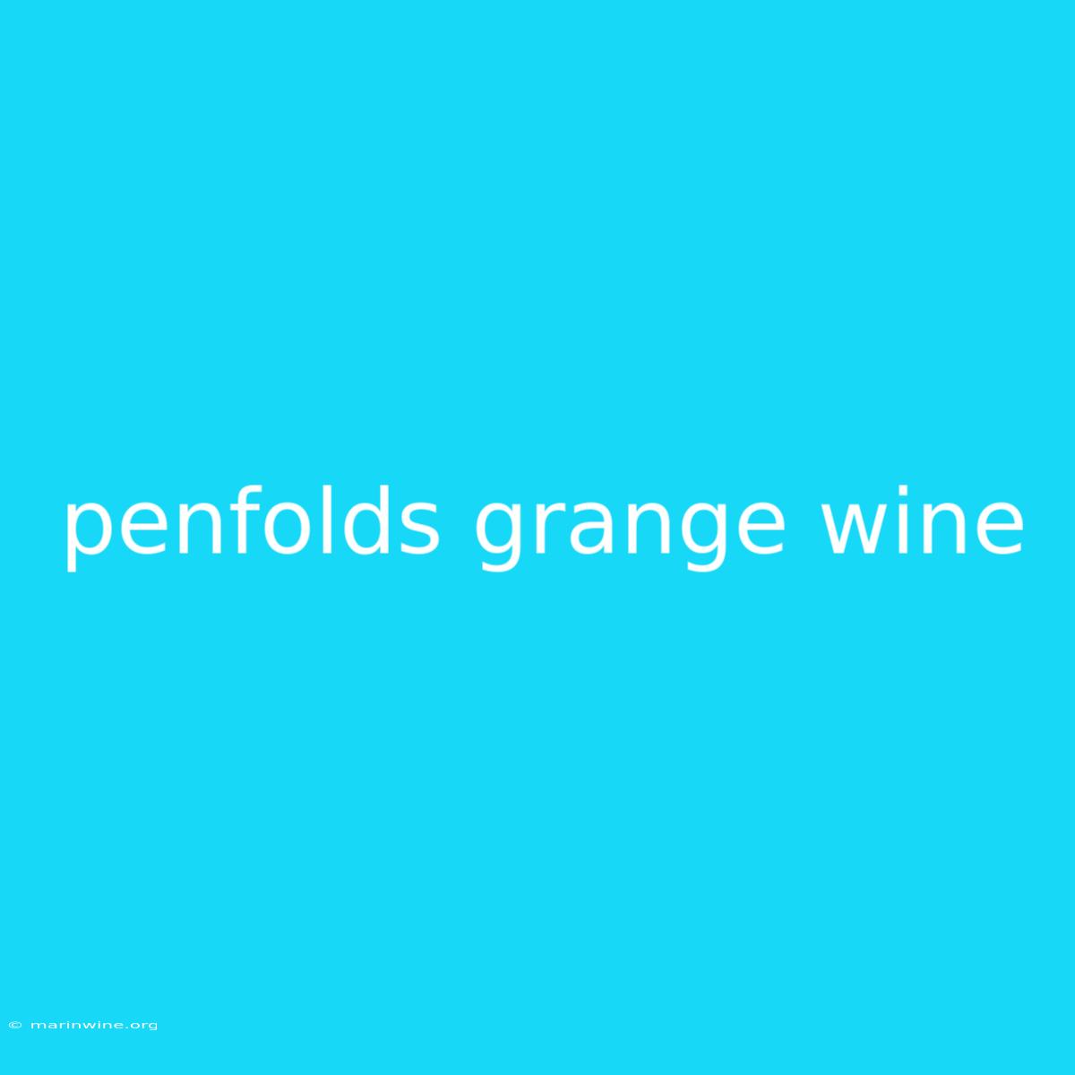 Penfolds Grange Wine