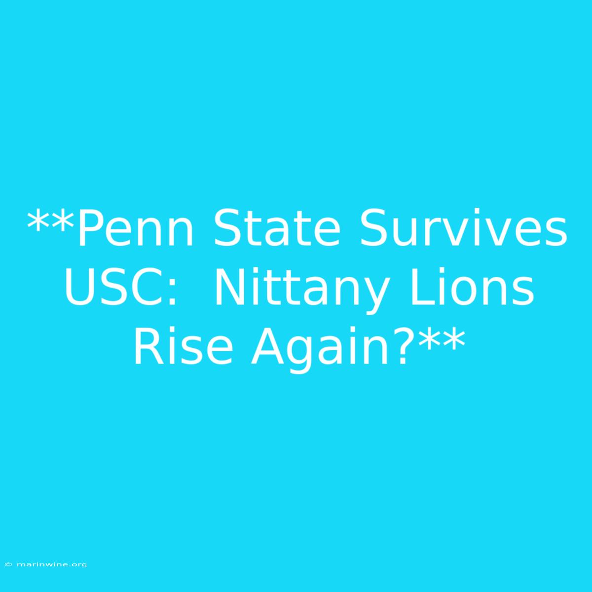 **Penn State Survives USC:  Nittany Lions Rise Again?** 