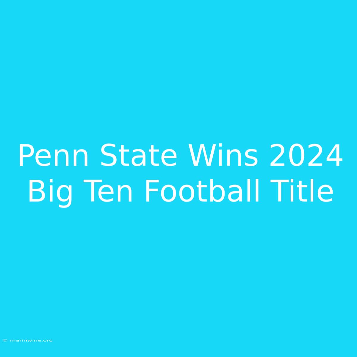 Penn State Wins 2024 Big Ten Football Title