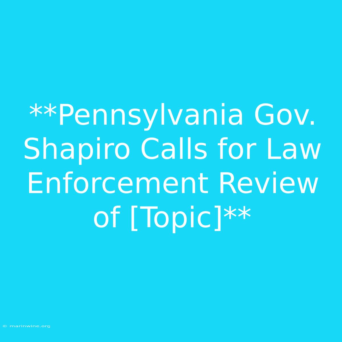 **Pennsylvania Gov. Shapiro Calls For Law Enforcement Review Of [Topic]**