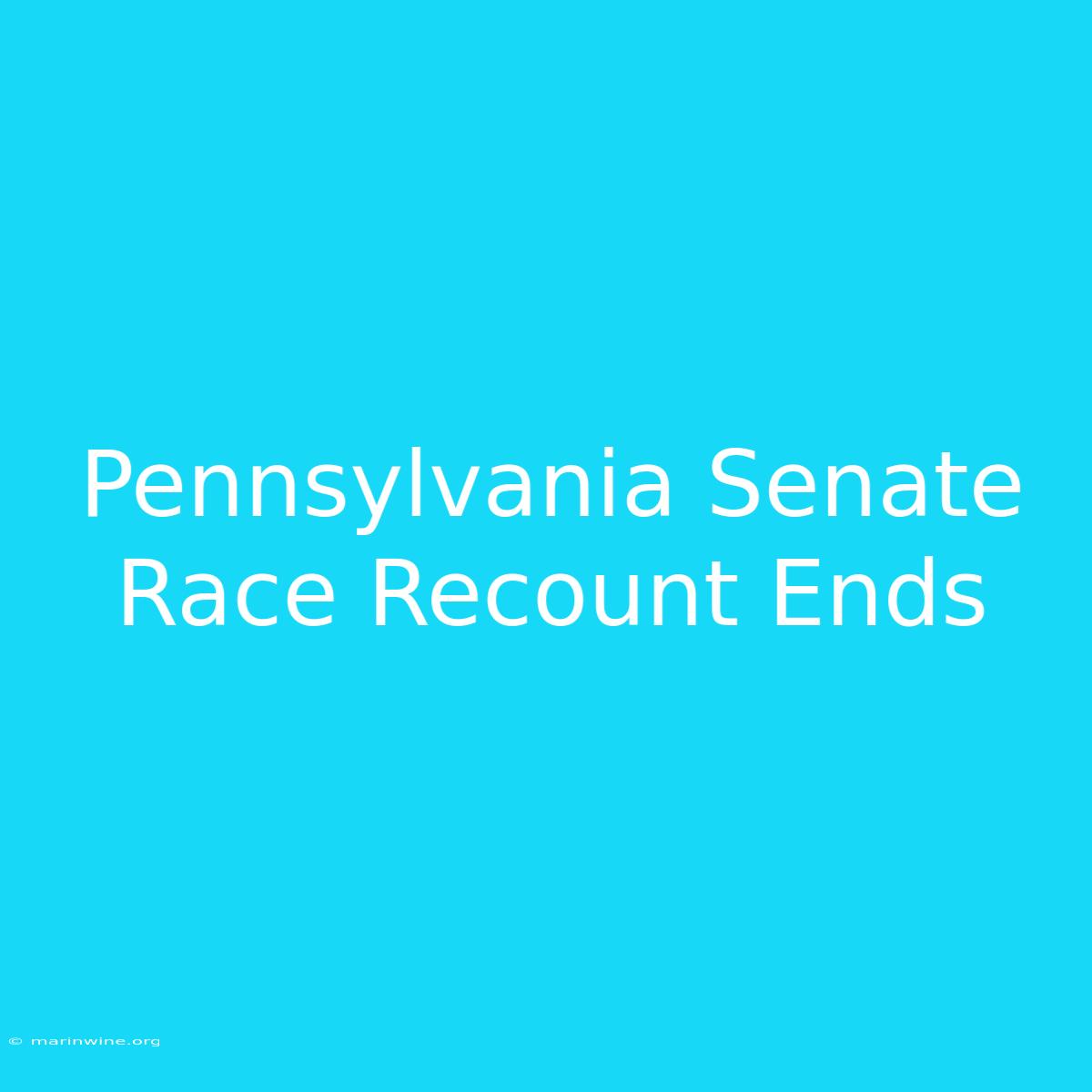 Pennsylvania Senate Race Recount Ends