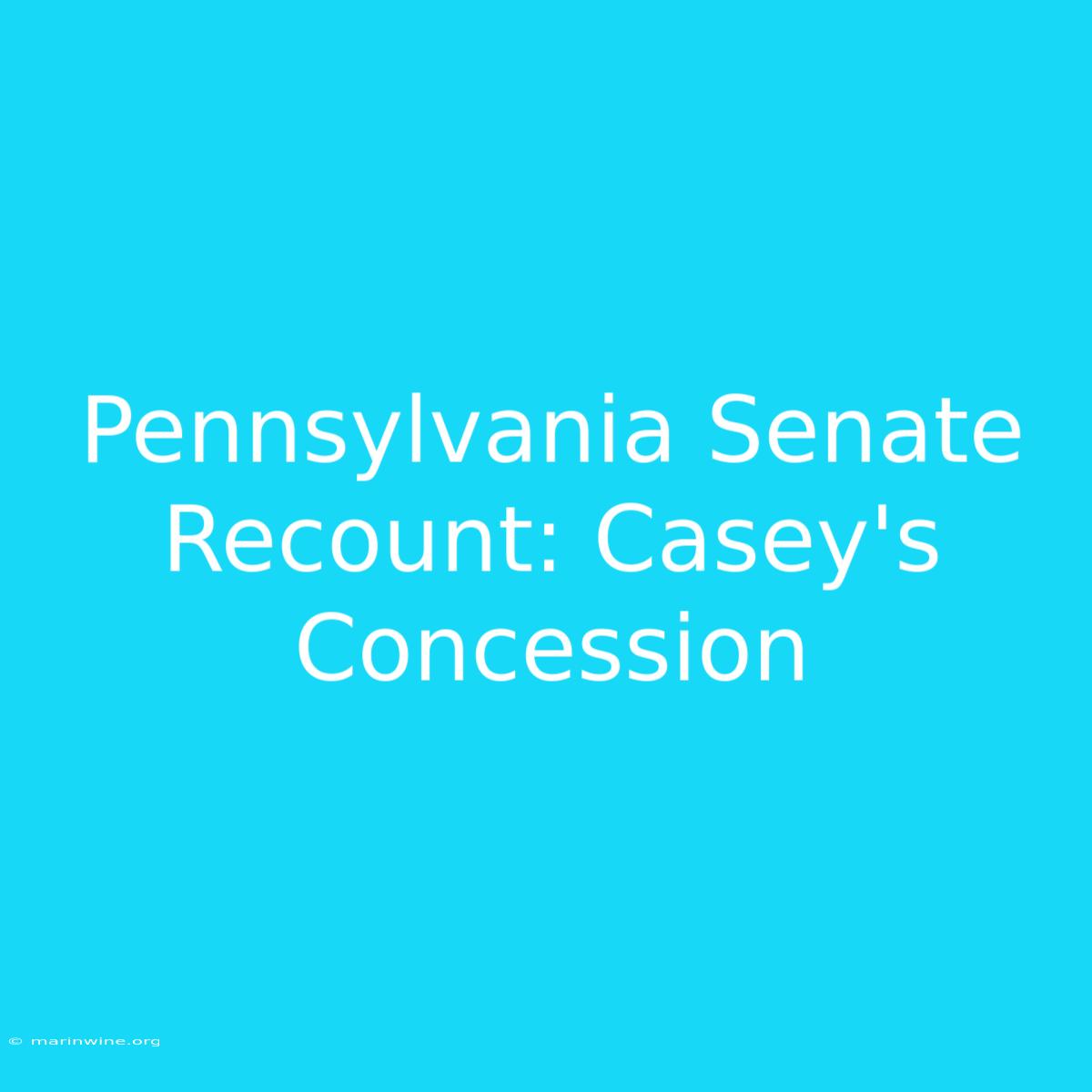 Pennsylvania Senate Recount: Casey's Concession