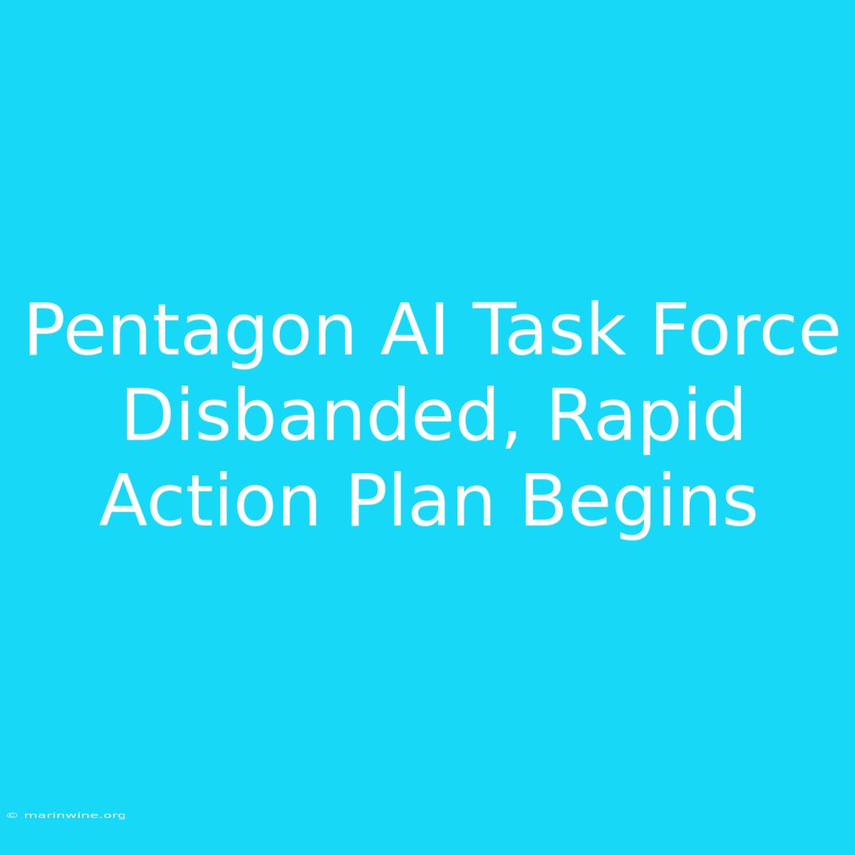 Pentagon AI Task Force Disbanded, Rapid Action Plan Begins