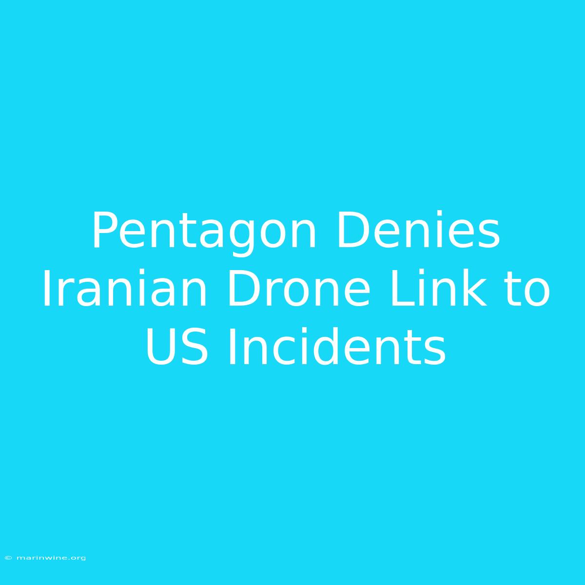 Pentagon Denies Iranian Drone Link To US Incidents