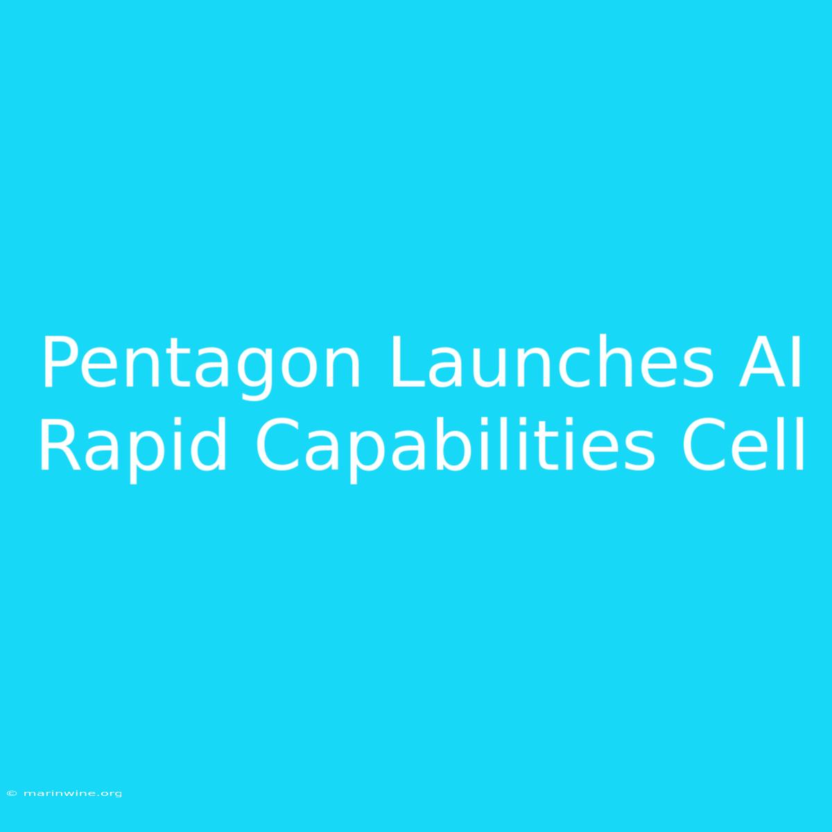 Pentagon Launches AI Rapid Capabilities Cell