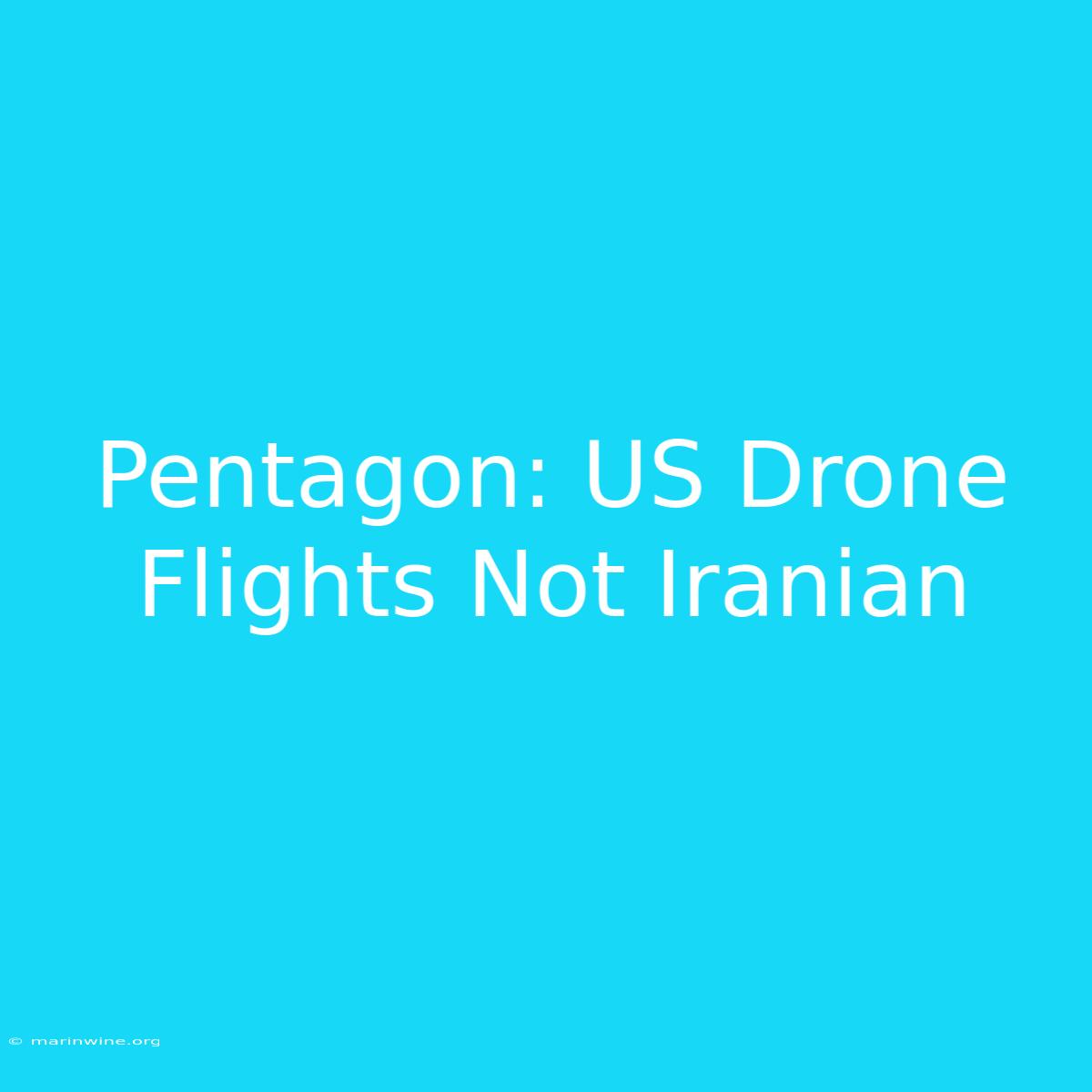 Pentagon: US Drone Flights Not Iranian