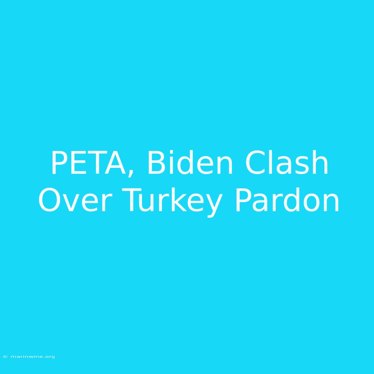 PETA, Biden Clash Over Turkey Pardon