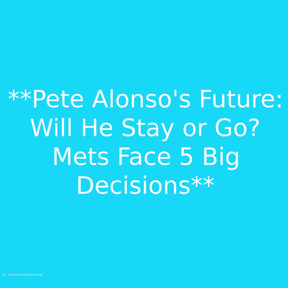 **Pete Alonso's Future: Will He Stay Or Go? Mets Face 5 Big Decisions**