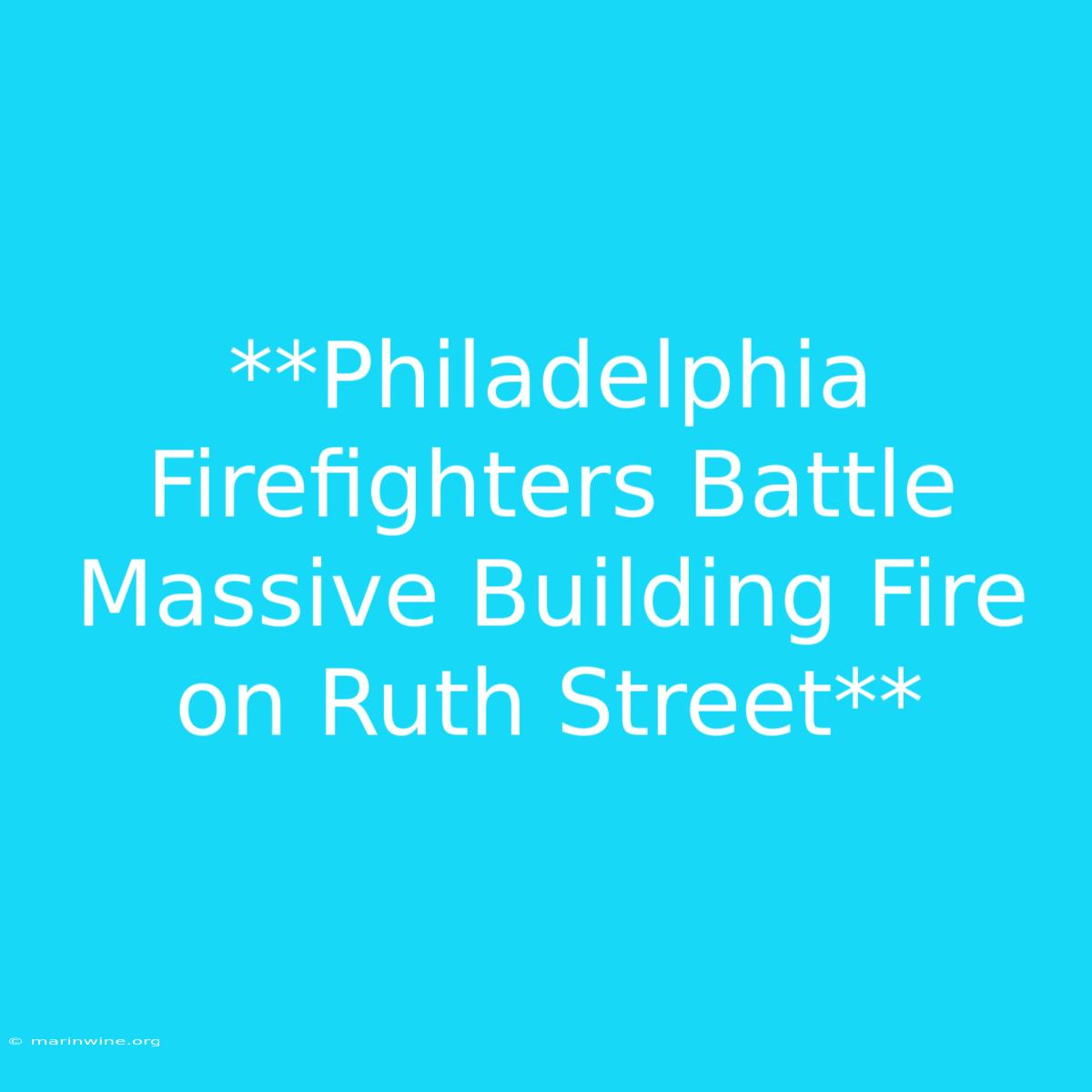 **Philadelphia Firefighters Battle Massive Building Fire On Ruth Street** 